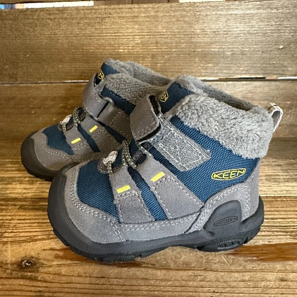 New NIB Little Kids Keen Knotch Chukka Gray Blue Outdoor Ankle Boots‎ Size 4 C